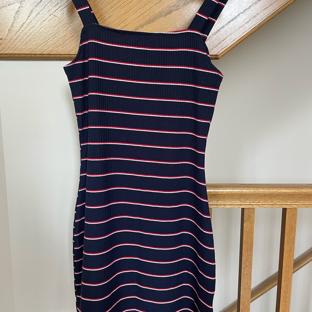 Windsor Navy Mini Dress with Red Stripe Detail